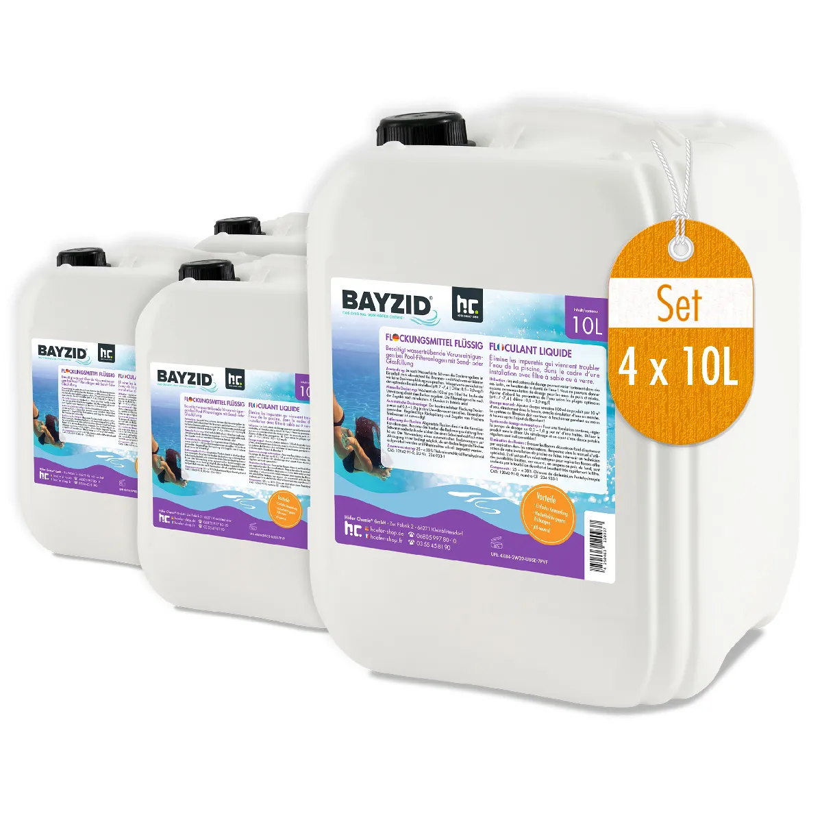 Floculant Liquide Bayzid® 4 X 10 L - Traitement Haute Performance Pour Eau De Piscine Claire Et Filtration À Sable