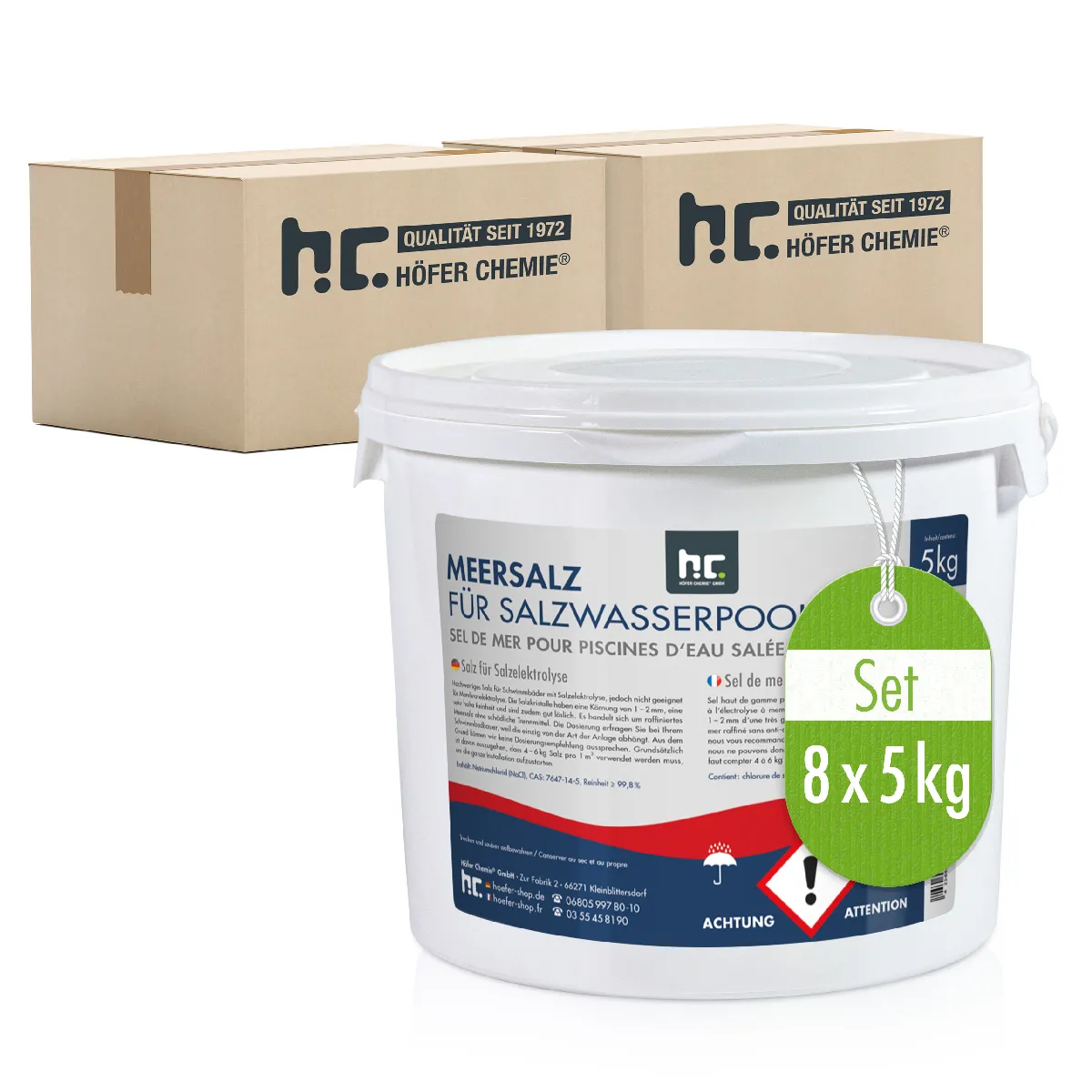 Sel De Piscine 8 X 5 Kg - Haute Pureté Pour Électrolyse Au Sel Et Eau Cristalline