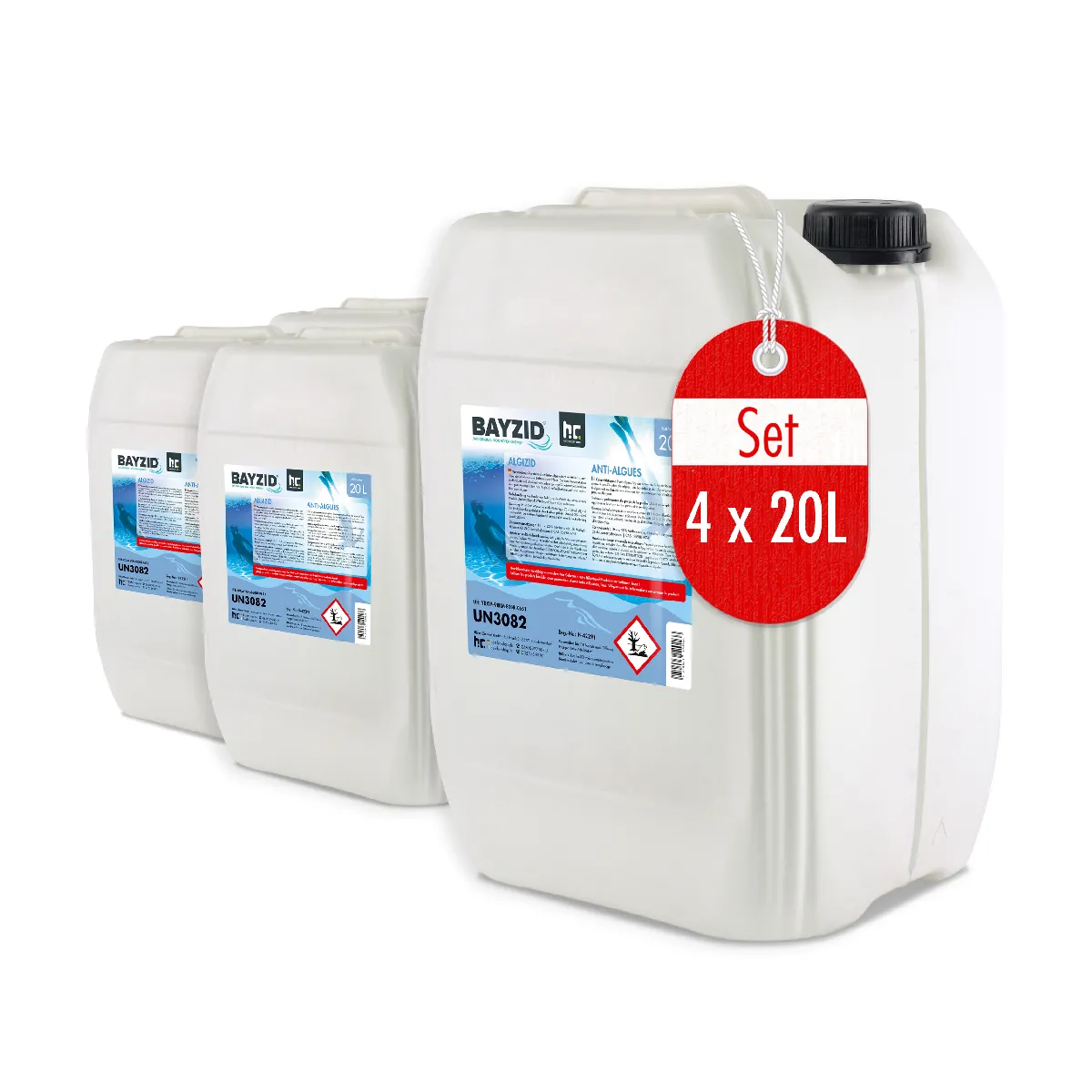Anti-algues Bayzid® 4 X 20 L - Algicide Préventif Pour Piscines Contre Algues, Champignons Et Bactéries