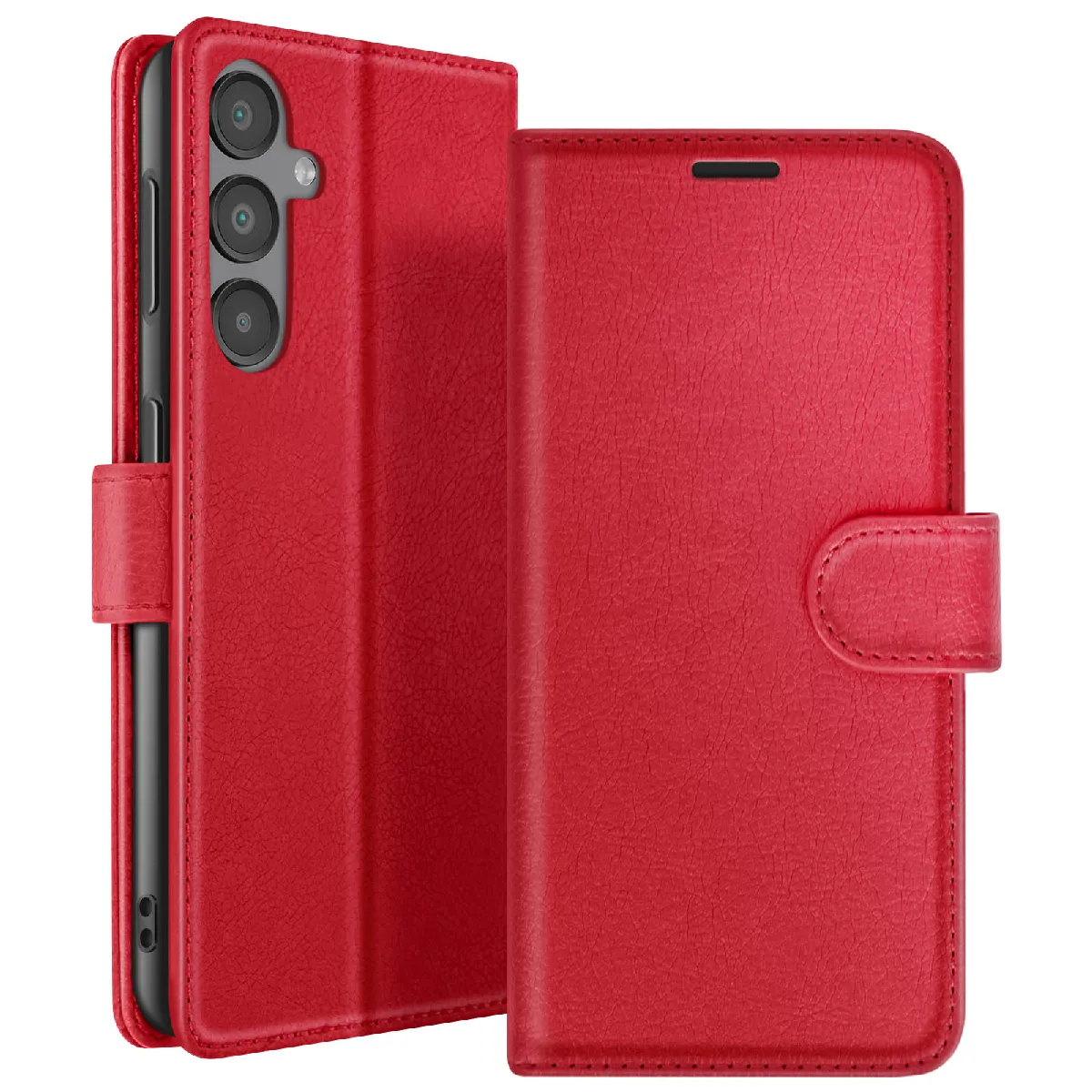 Étui Portefeuille Pour Galaxy A16 Avec Fonction Support Et Languette Magnétique Rouge Zanaé