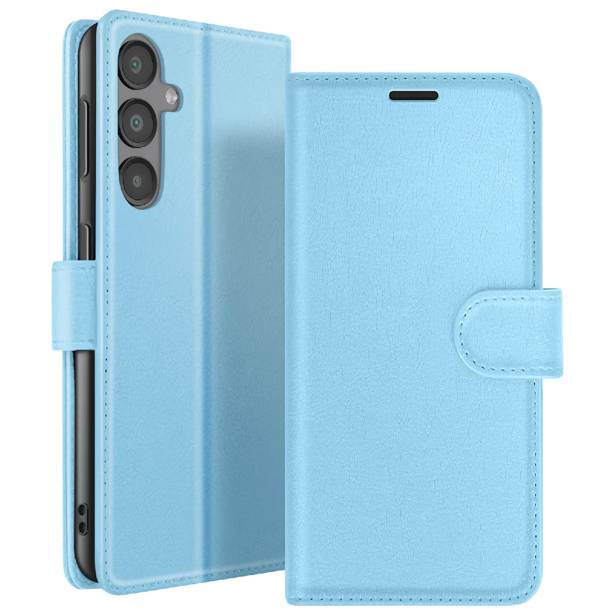 Étui Portefeuille Pour Galaxy A16 Avec Fonction Support Et Languette Magnétique Bleu Clair Zanaé