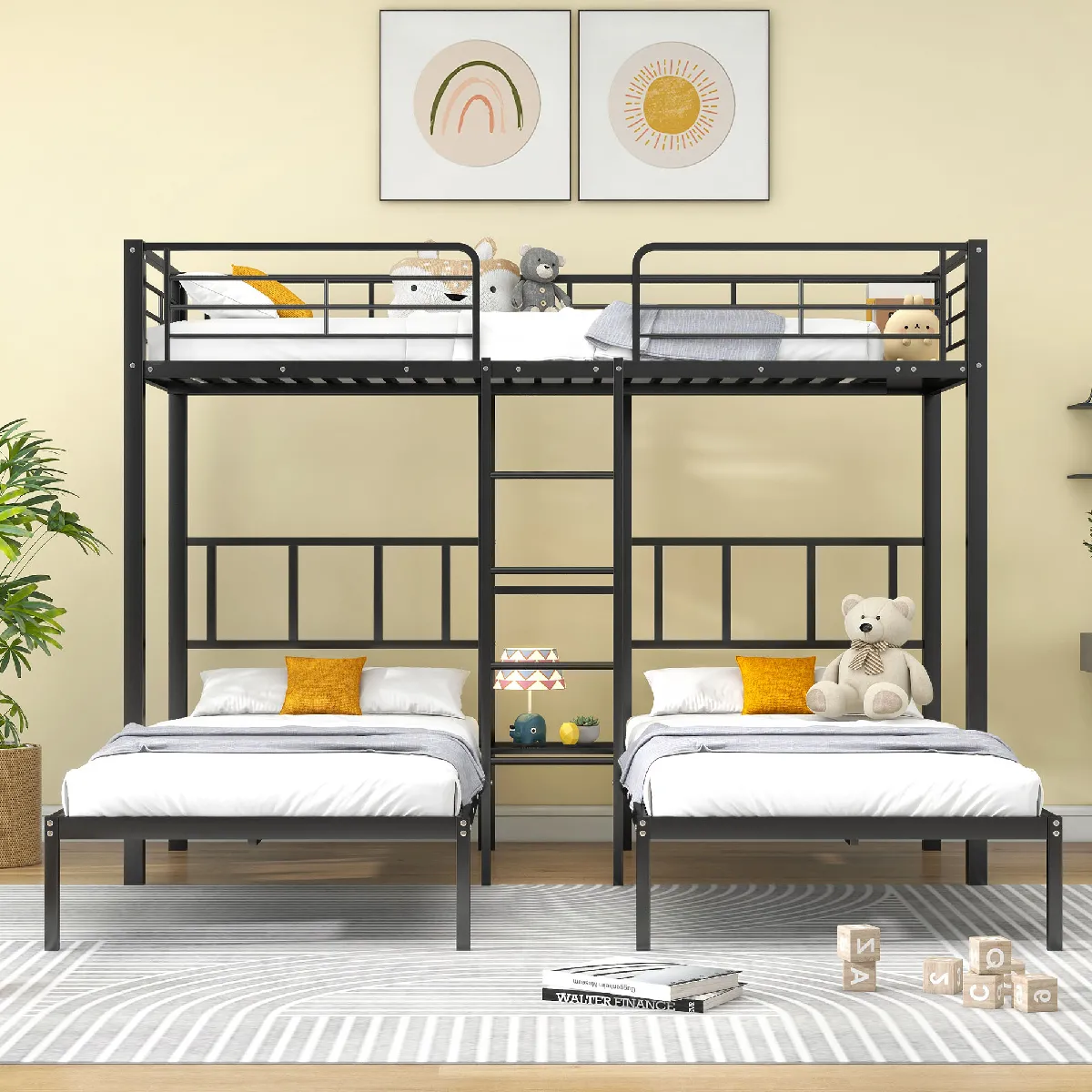 Canapé-lit 90x200 cm avec lit tiroir 90x190 cm deux tiroirs grand rangement panier étagères port USB bois blanc