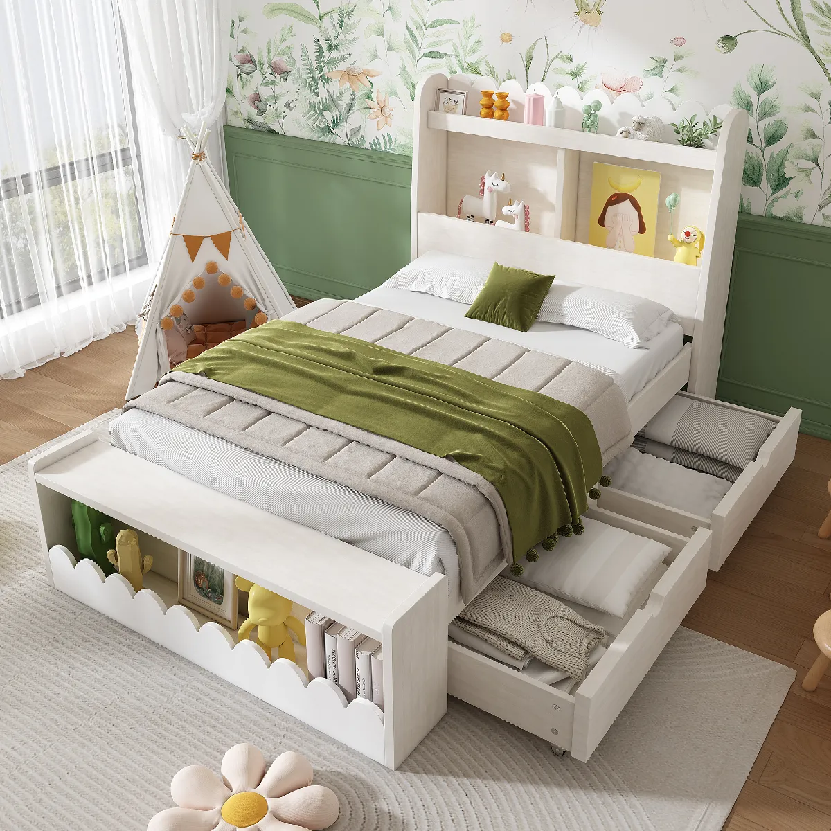 Lit tapissé 140 par 200 cm canapé-lit extensible lit multifonction avec sommier lits invités tissu velours gris
