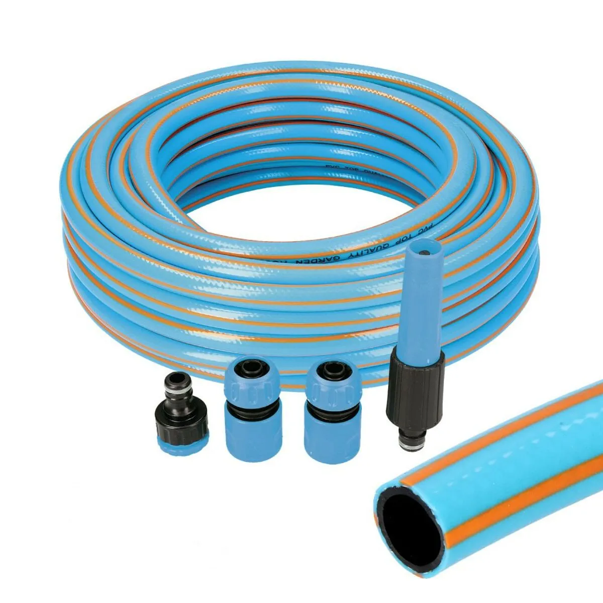Kit Tuyau D'arrosage Professionnel, Interieur Ø 15 Mm, Exterieur Ø 20 Mm (5/8"), 15 M Avec Raccords Edm Pvc