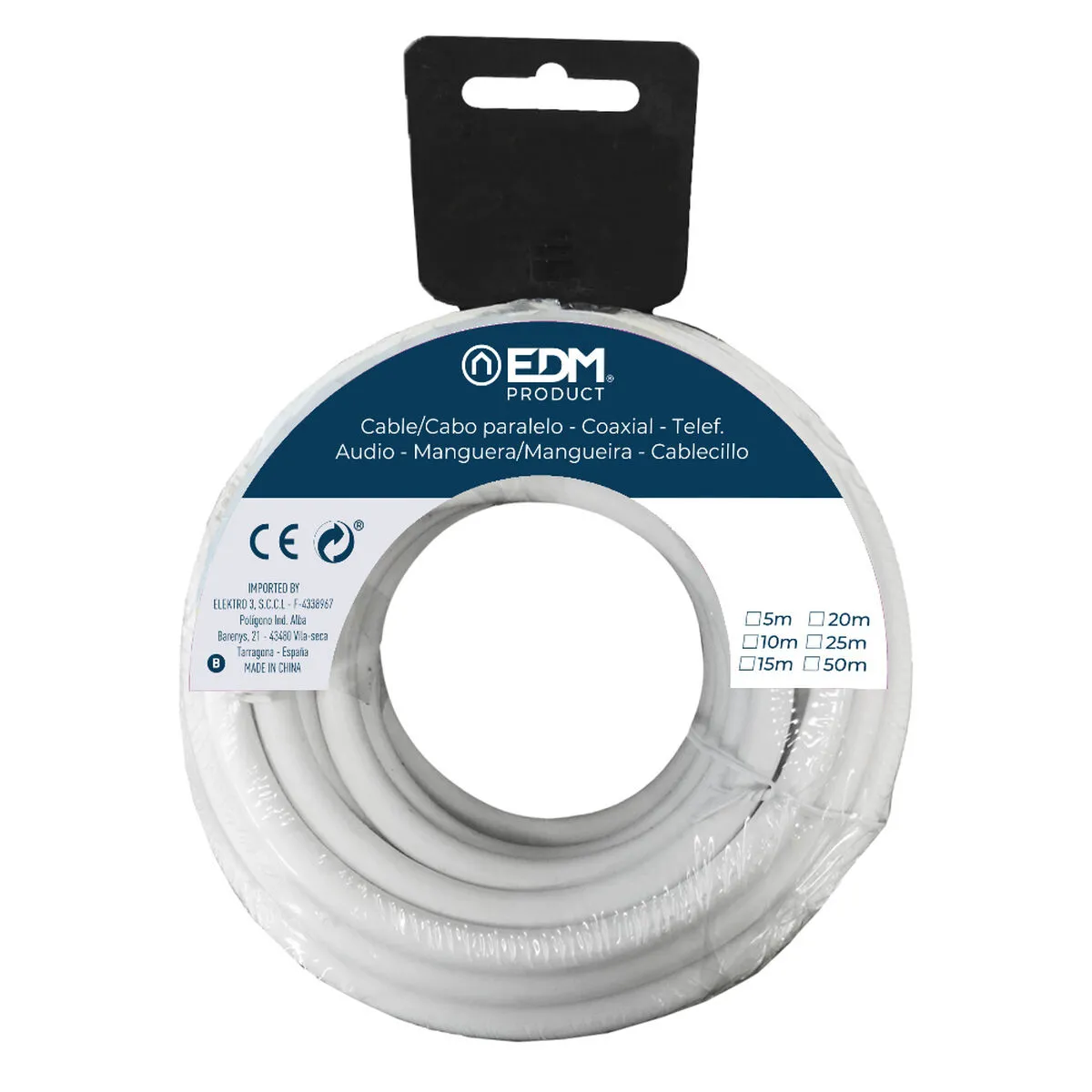 Câble D'interface Parallèle Edm 28036 2 X 1,5 Mm Blanc 50 M
