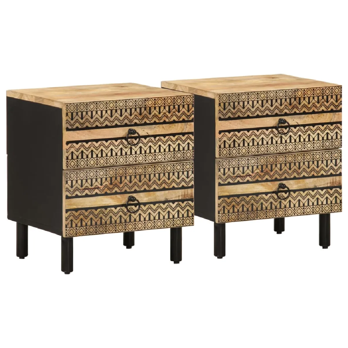 Lot De 2 Tables De Chevet Avec Tiroirs 40 X 33,5 X 46 Cm Dec035616