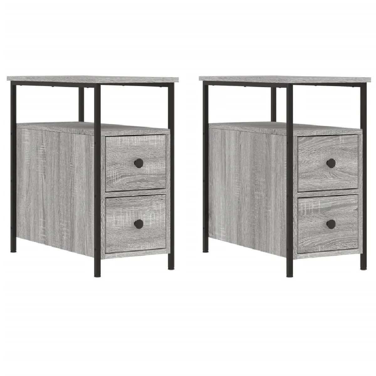 Lot De 2 Tables De Chevet Avec Tiroirs 30 X 60 X 60cm Bois Dec035645