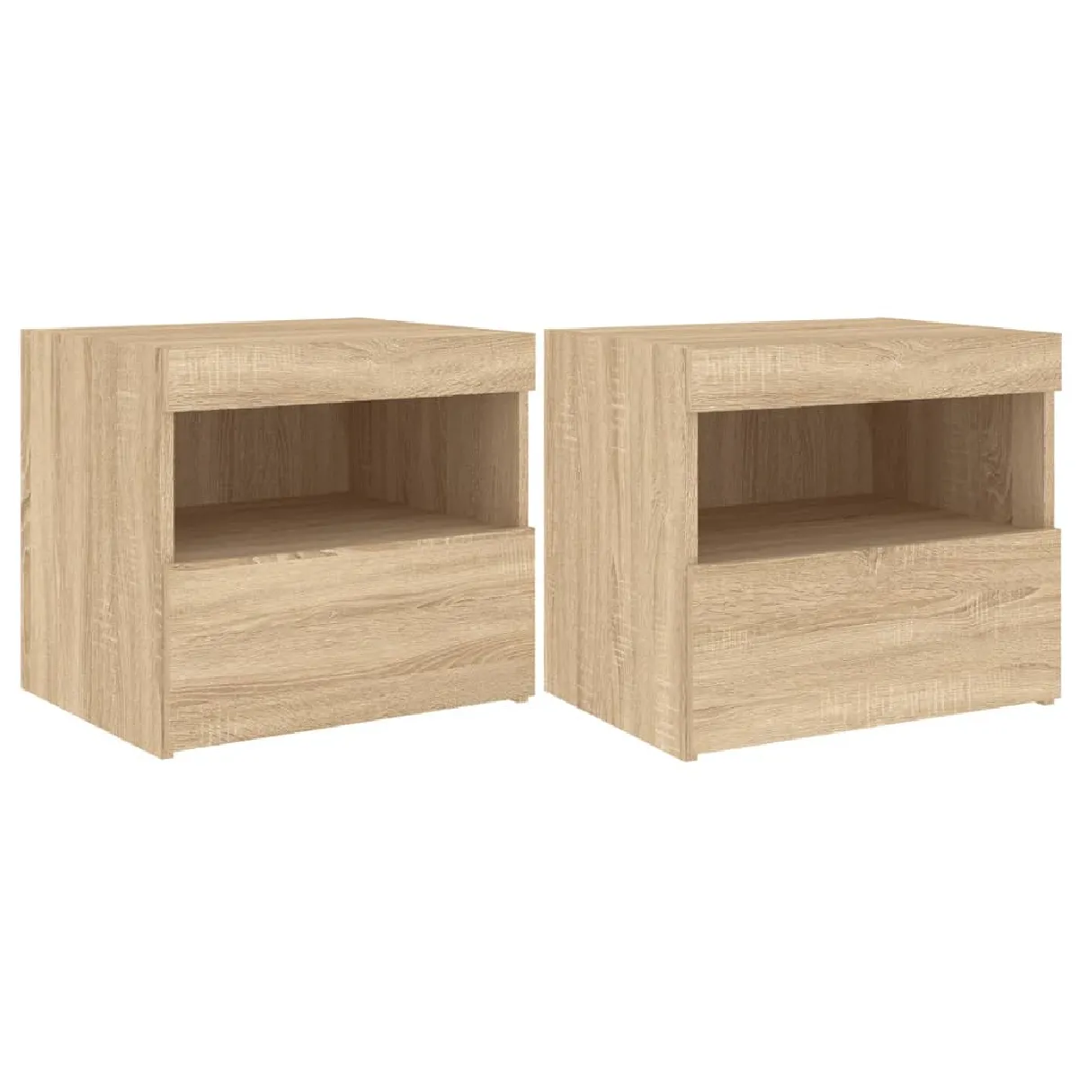 Lot De 2 Tables De Chevet Et Lumières Led Avec Tiroir 50 X 40 Dec035969
