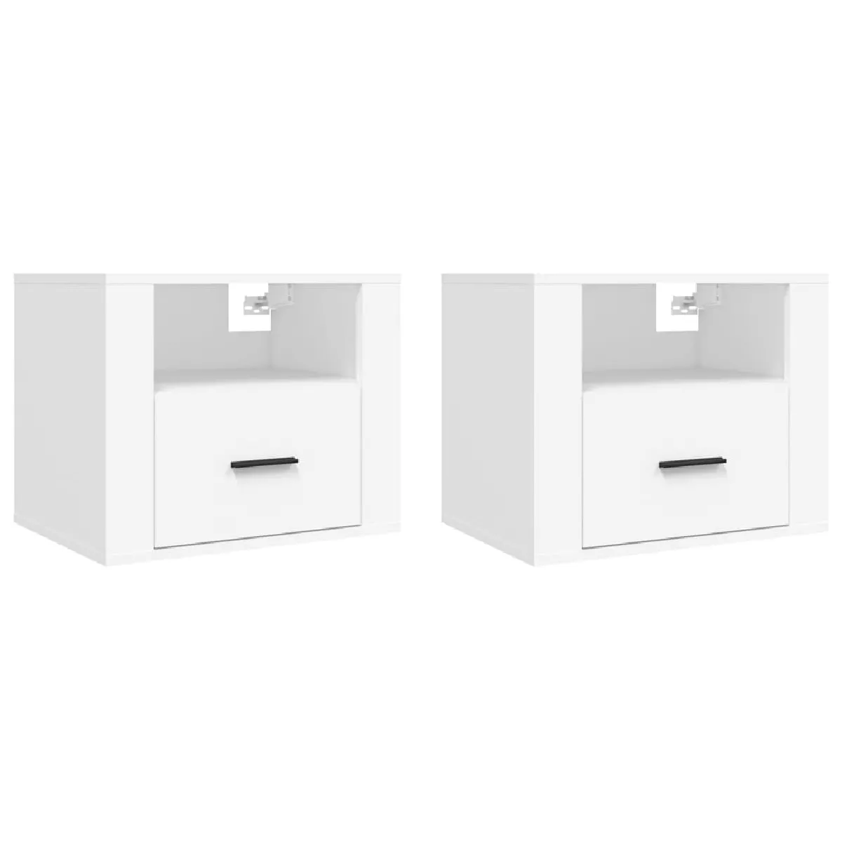 Lot De 2 Tables De Chevet Murales Avec Tiroir Et Compartiment Ouvert 50 X Dec036026