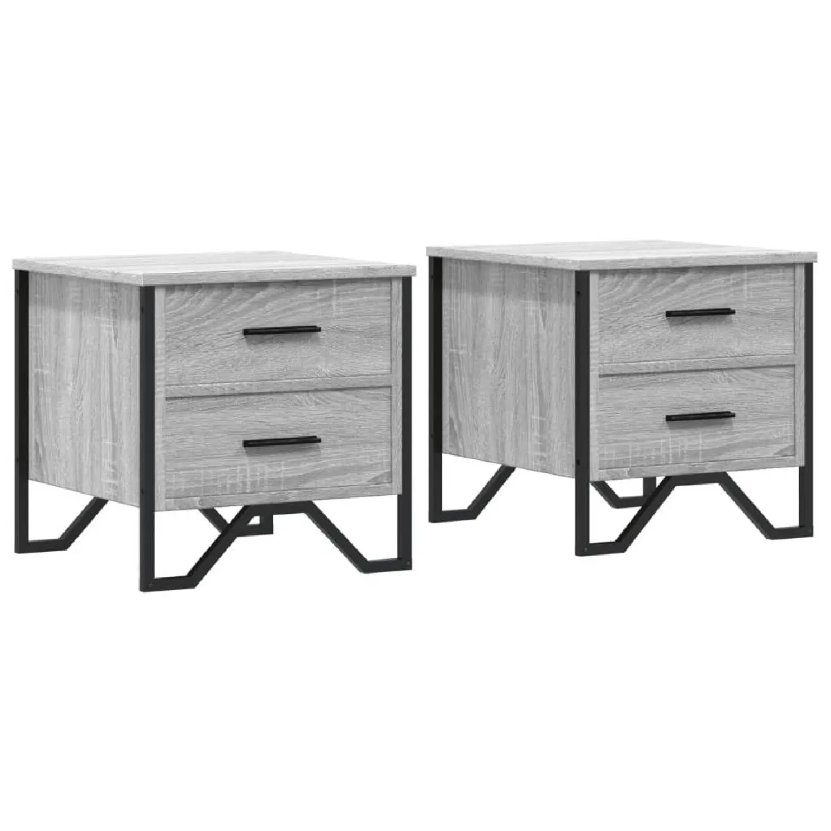 Lot De 2 Tables De Chevet Avec Deux Tiroirs 40 X 41 X 40cm Dec035726