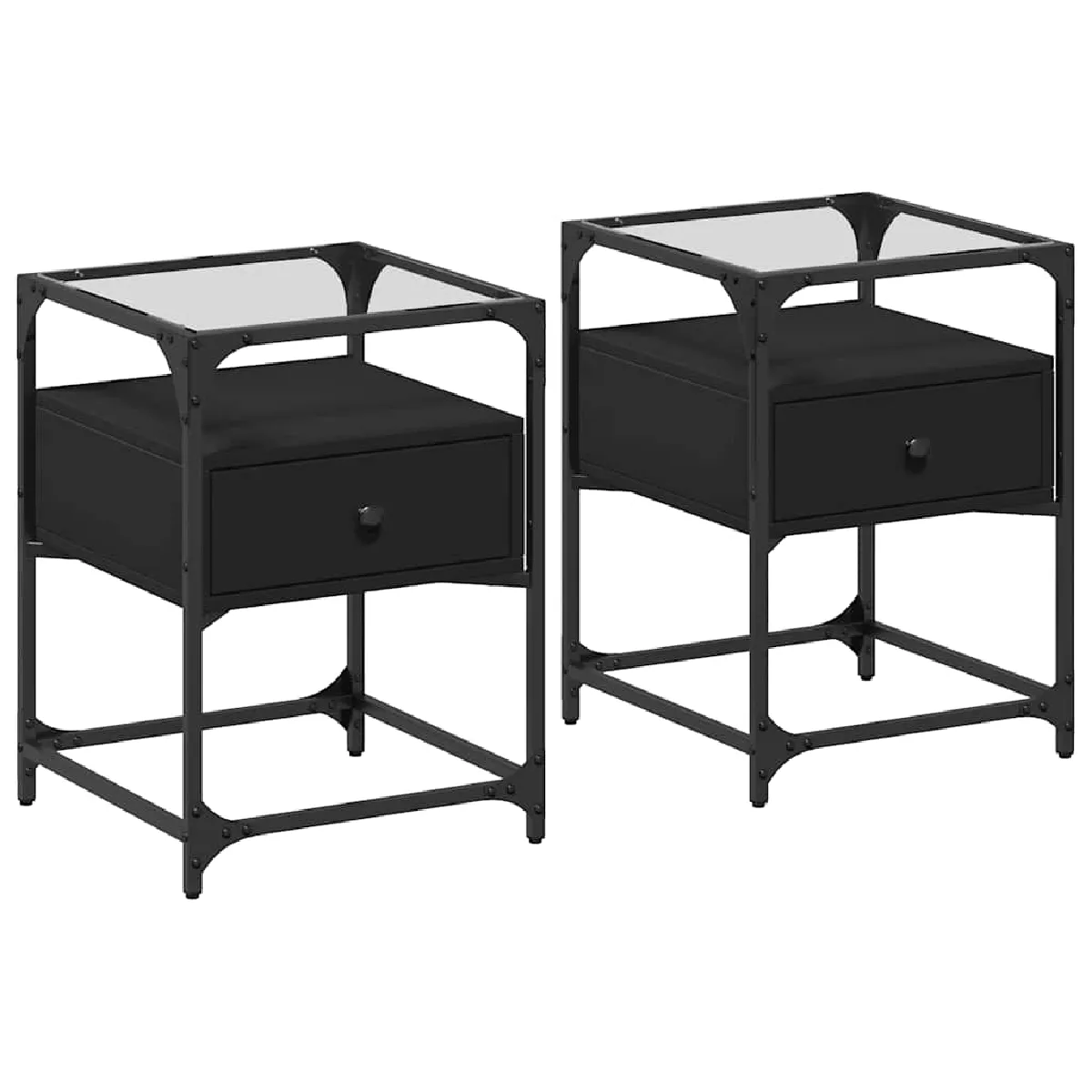 Lot De 2 Tables De Chevet Avec Tiroir 40 X 40 X 55 Cm Dec035581