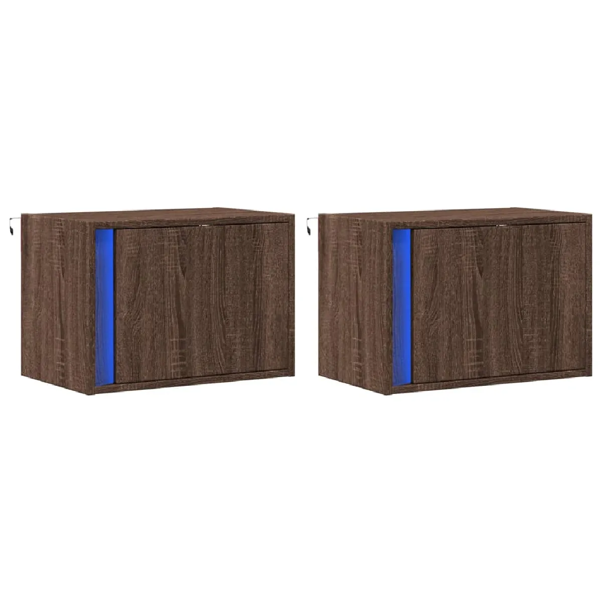Lot De 2 Tables De Chevet Murales Avec Lumières Led 50 X 31 X Dec036136