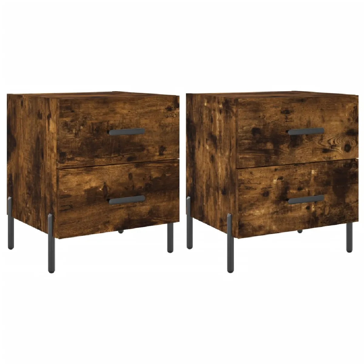 Lot De 2 Tables De Chevet Avec Deux Tiroirs 40 X 35 X 47,5cm Dec035809