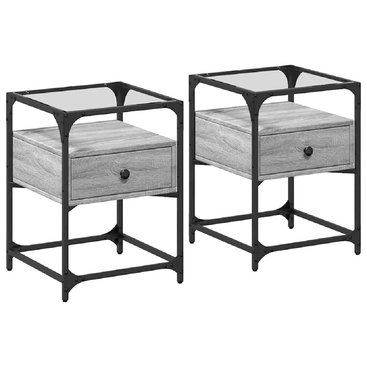 Lot De 2 Tables De Chevet Avec Tiroir 40 X 40 X 55 Cm Dec035725