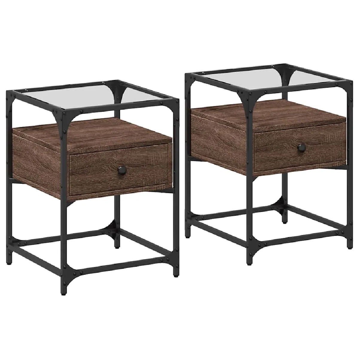 Lot De 2 Tables De Chevet Avec Tiroir 40 X 40 X 55cm Bois Dec035855