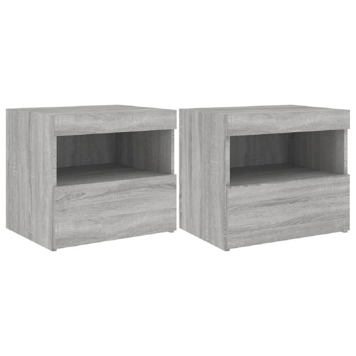 Lot De 2 Tables De Chevet Avec Lumières Led Et Tiroir 50 X 40 Dec035943