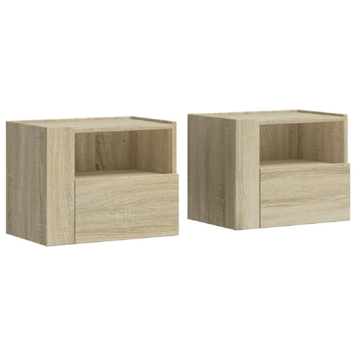 Lot De 2 Tables De Chevet Murales Avec Tiroir Et Compartiment Ouvert 45 X Dec036072