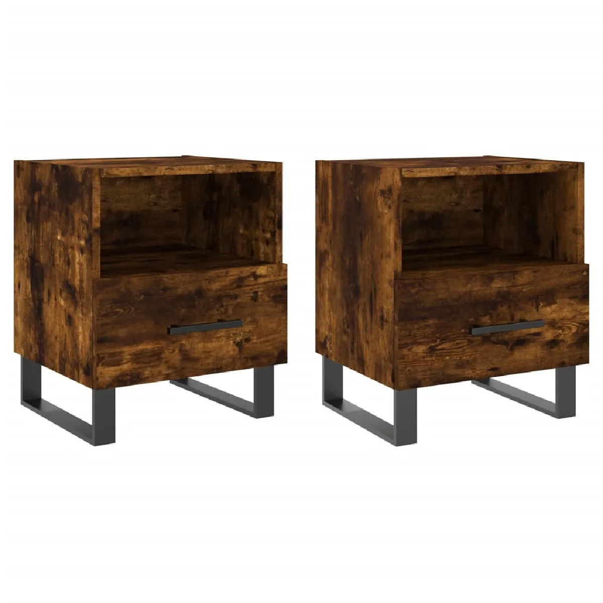 Lot De 2 Tables De Chevet Avec Tiroir Et Compartiment Ouvert 40 X 35 Dec035812