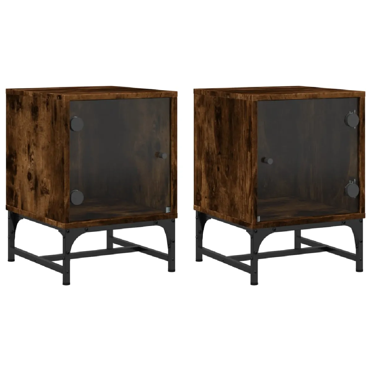 Lot De 2 Tables De Chevet Avec Portes Vitrées 35 X 37 X 50 Dec035976