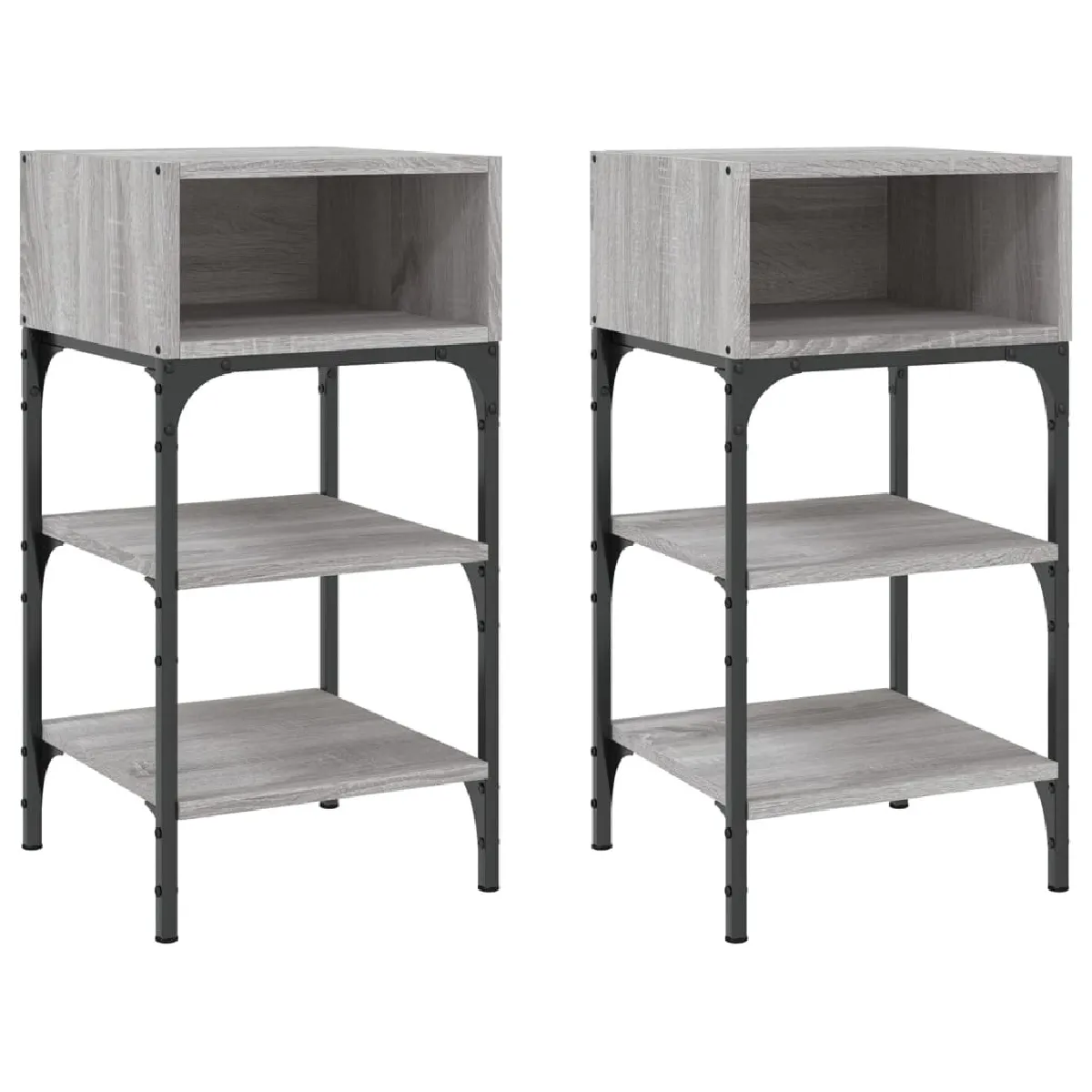 Lot De 2 Tables De Chevet Avec Étagères 35 X 34,5 X 70cm Bois Dec035652