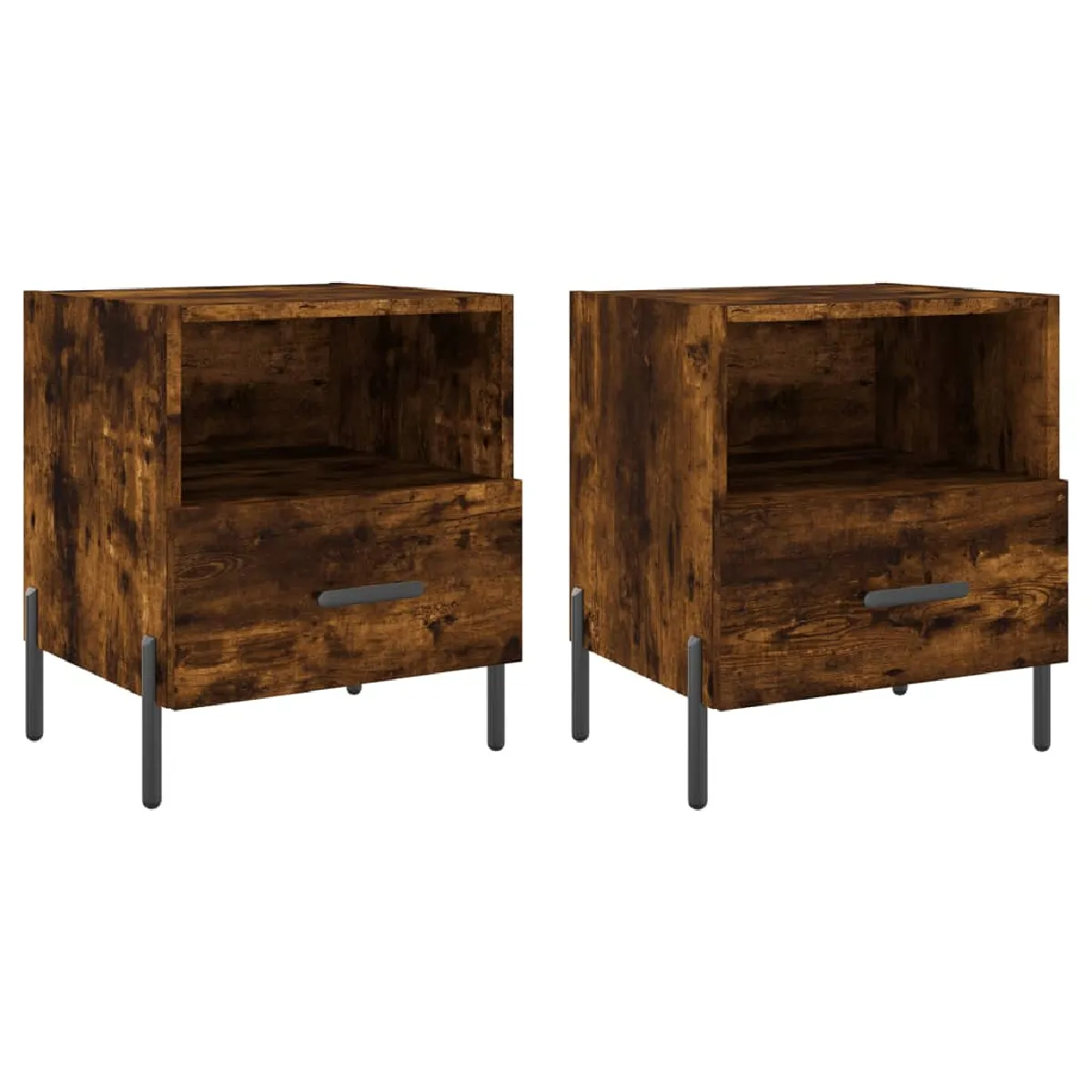 Lot De 2 Tables De Chevet Avec Tiroir Et Compartiment Ouvert 40 X 35 Dec035813