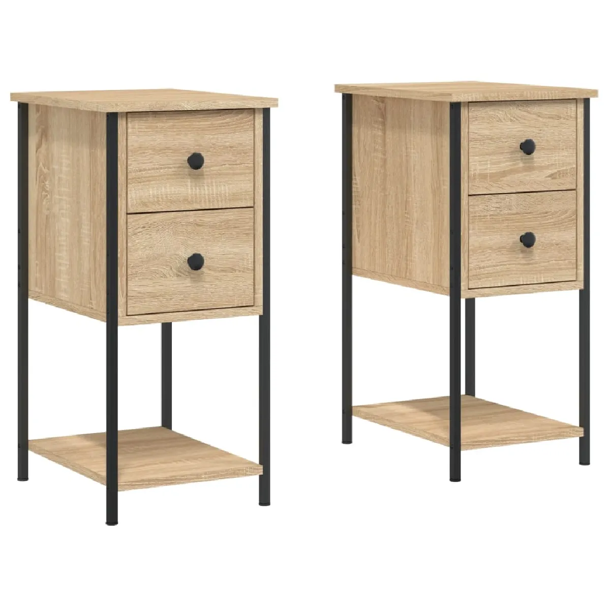 Lot De 2 Tables De Chevet Avec Deux Tiroirs 32 X 42 X 70cm Dec035868