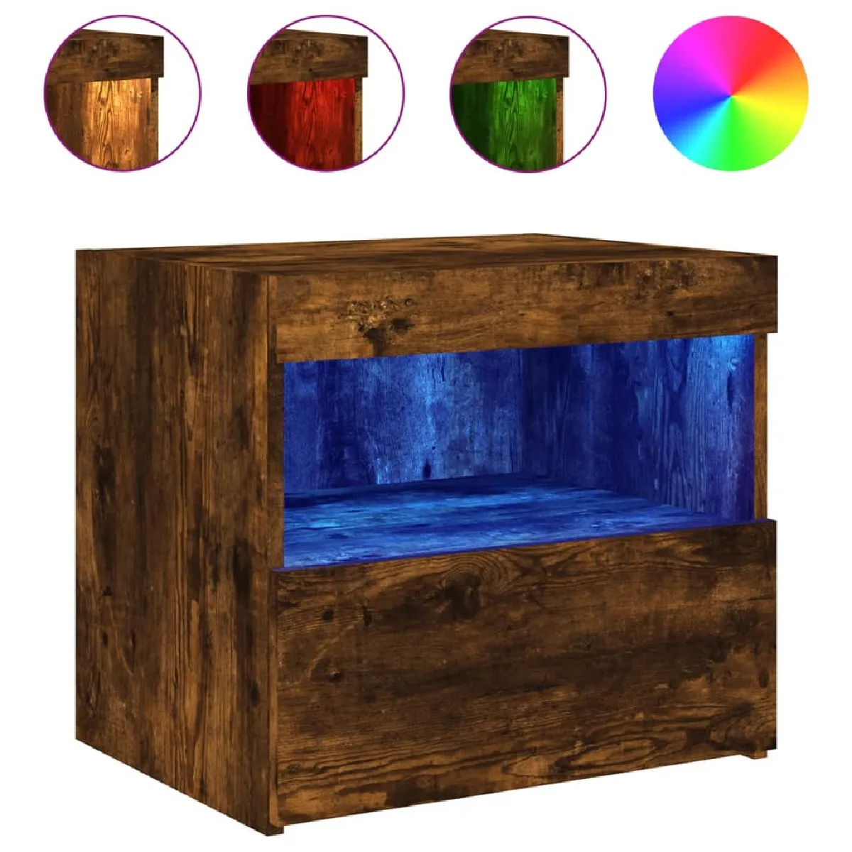 Table De Chevet Avec Lumières Led Avec Tiroir Et Compartiment Ouvert 50 X 40 Dec033176
