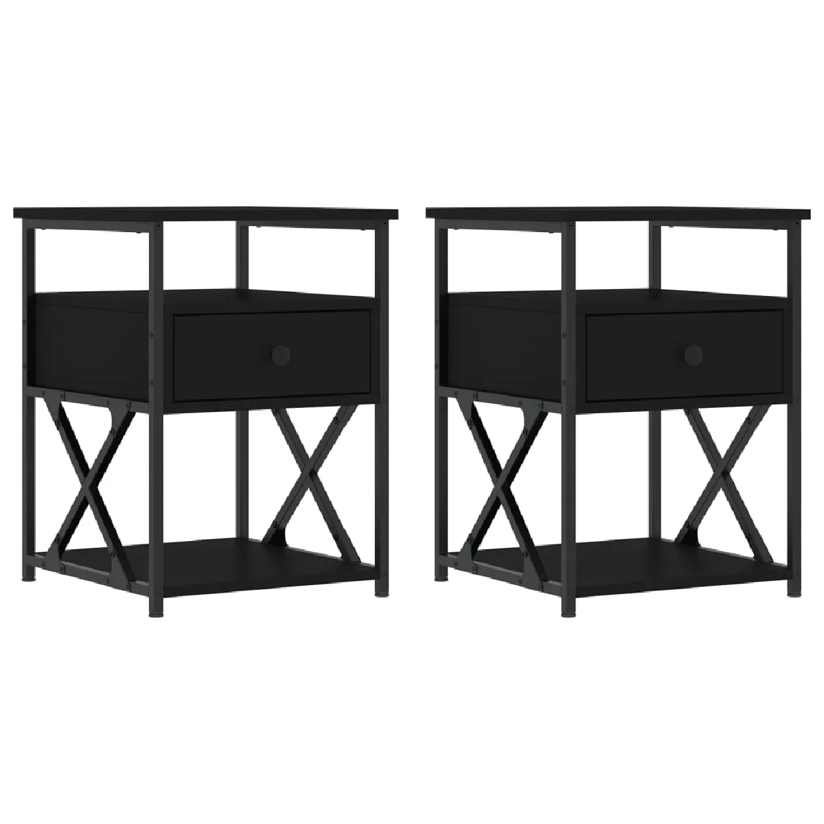 Lot De 2 Tables De Chevet Avec Tiroir 40 X 42 X 55 Cm Dec035587