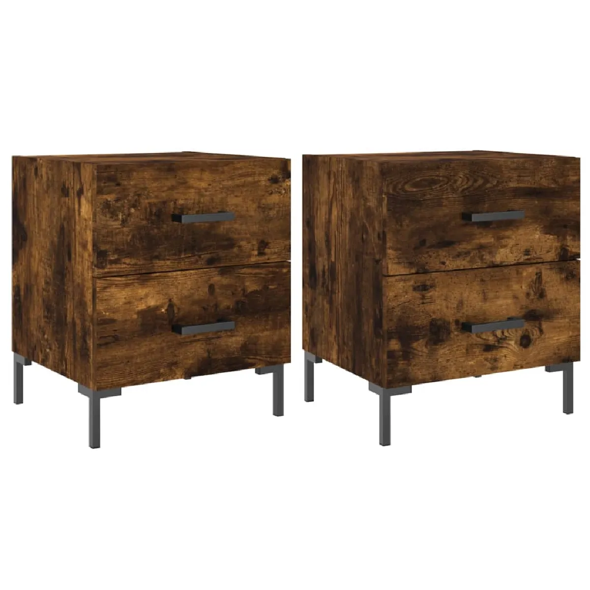 Lot De 2 Tables De Chevet Avec Deux Tiroirs 40 X 35 X 47,5cm Dec035814