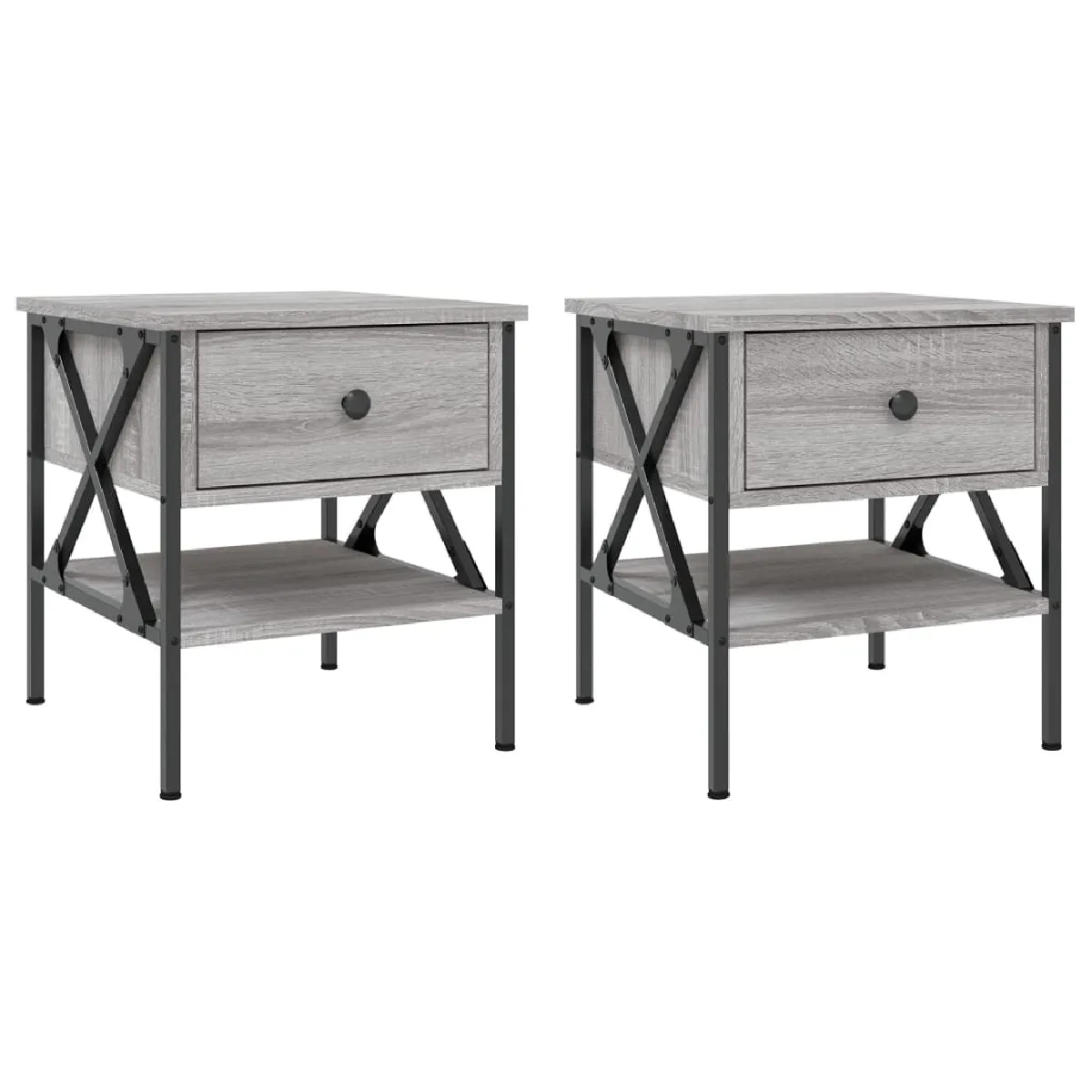 Lot De 2 Tables De Chevet Avec Tiroir Et Étagère 40 X 42 X Dec035728