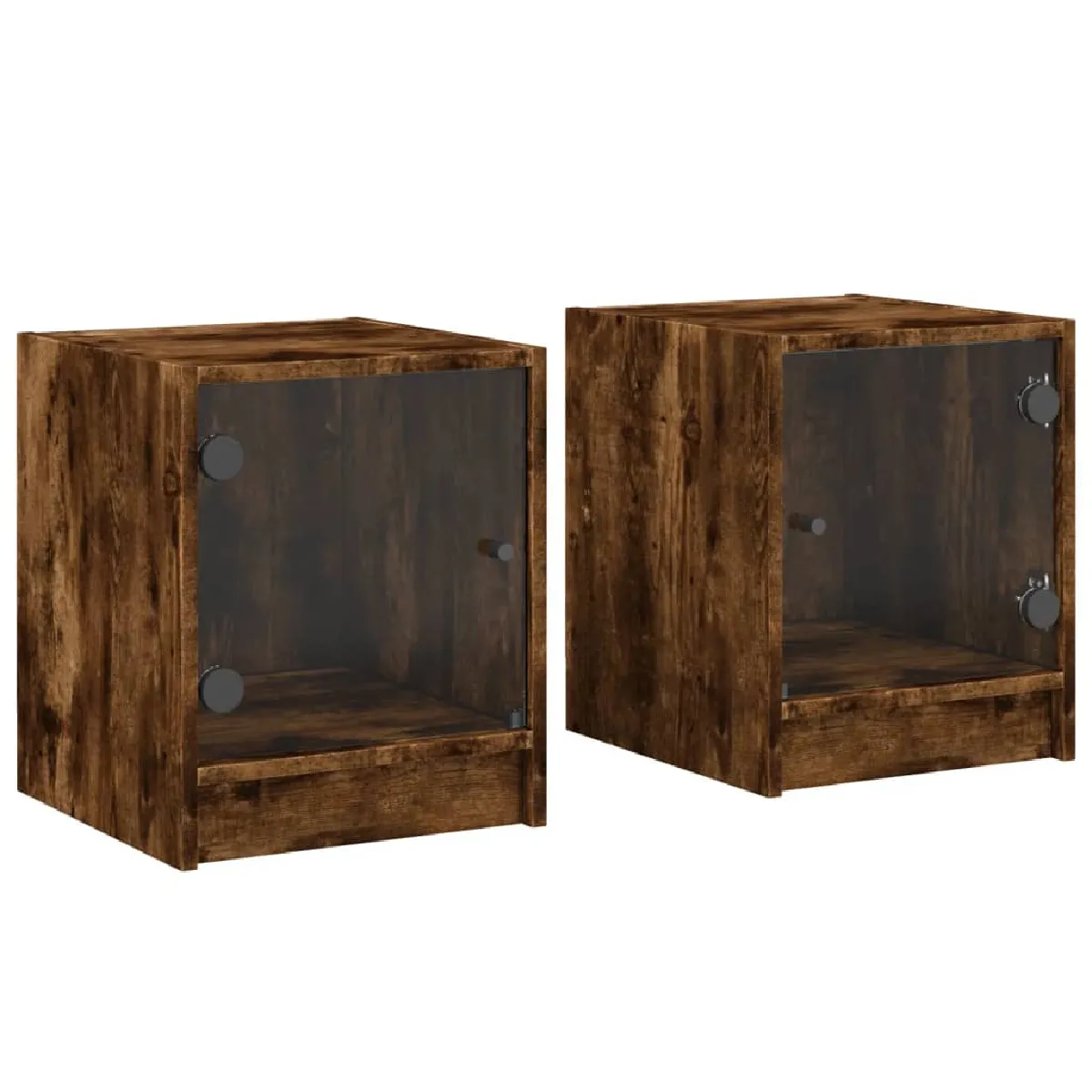 Lot De 2 Tables De Chevet Avec Portes Vitrées 35 X 37 X 42 Dec035975