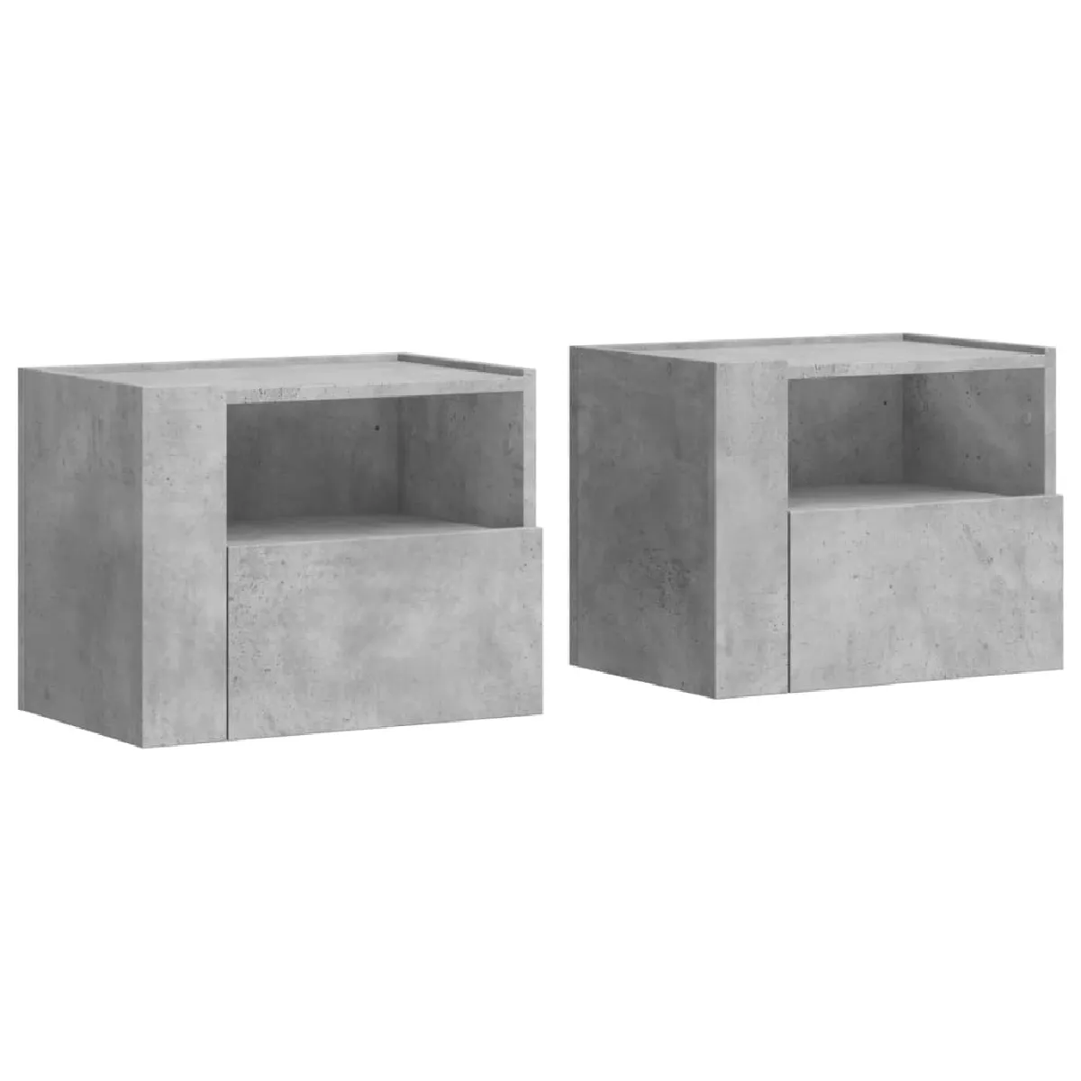 Lot De 2 Tables De Chevet Murales Avec Tiroir Et Compartiment Ouvert 45 X Dec036086