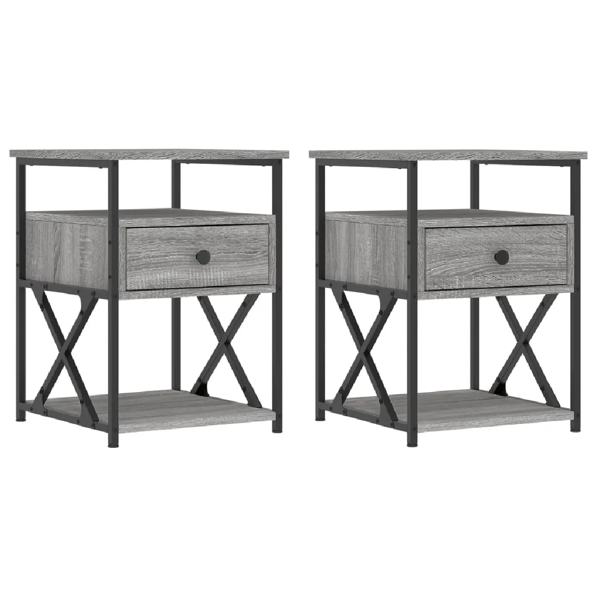 Lot De 2 Tables De Chevet Avec Tiroir Et Étagère 40 X 42 X Dec035731