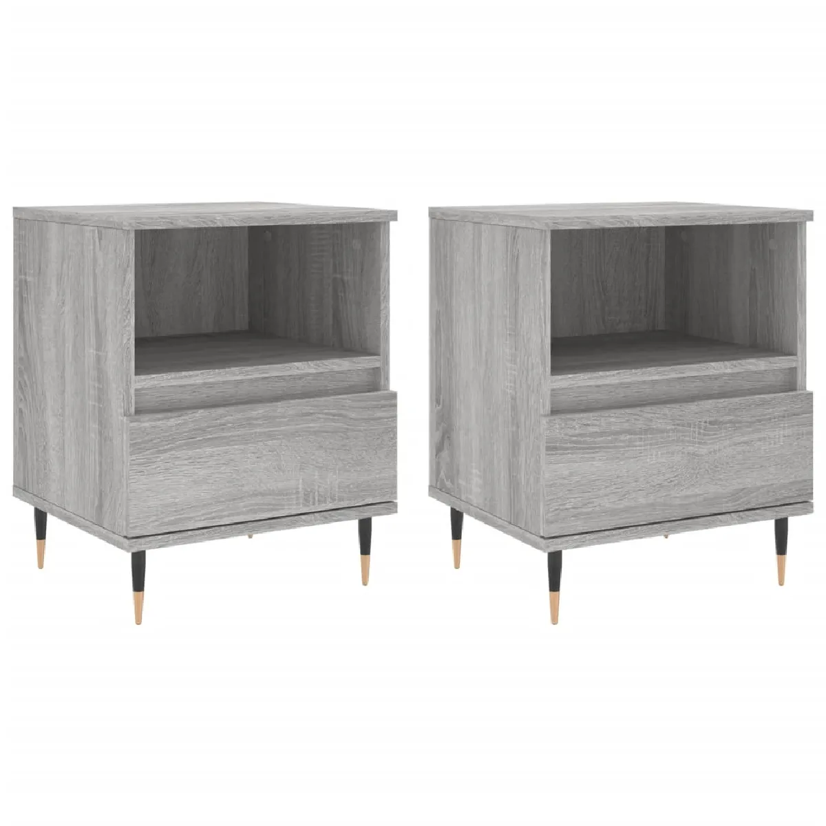 Lot De 2 Tables De Chevet Avec Tiroir Et Compartiment Ouvert 40 X 35 Dec035699