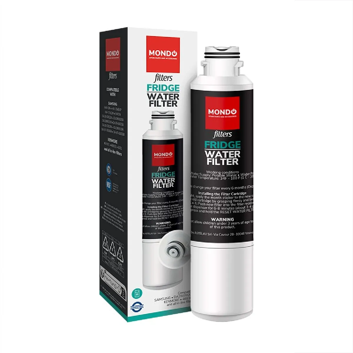 Filtre à eau Mondo compatible réfrigérateurs Samsung, Lg, Whirlpool - Da29-10105J