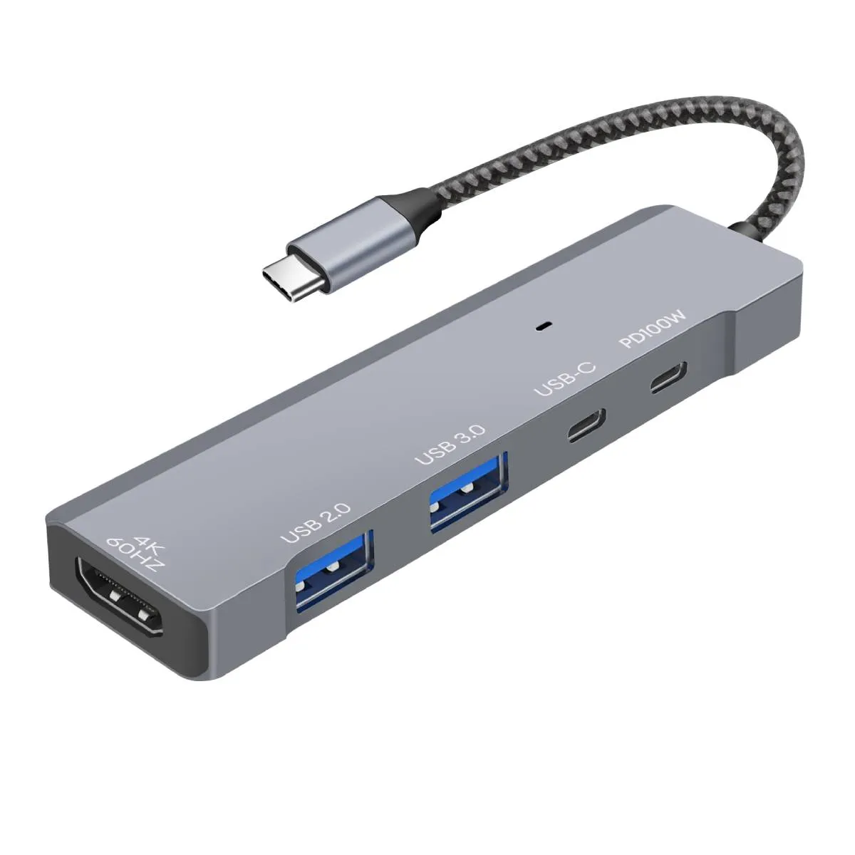 Hub Usb-c Multiport 5-en-1 Hdmi 4k 60hz Usb Et Charge Pd 100w Gris Linq