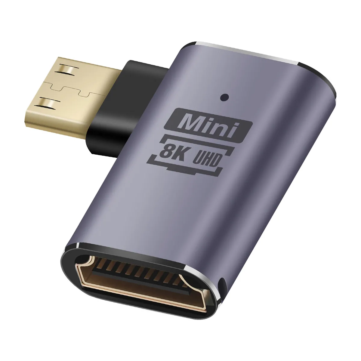 Adaptateur Vidéo 8k Uhd Hdmi Femelle Vers Mini Hdmi Mâle Coudé À Droite Gris Linq