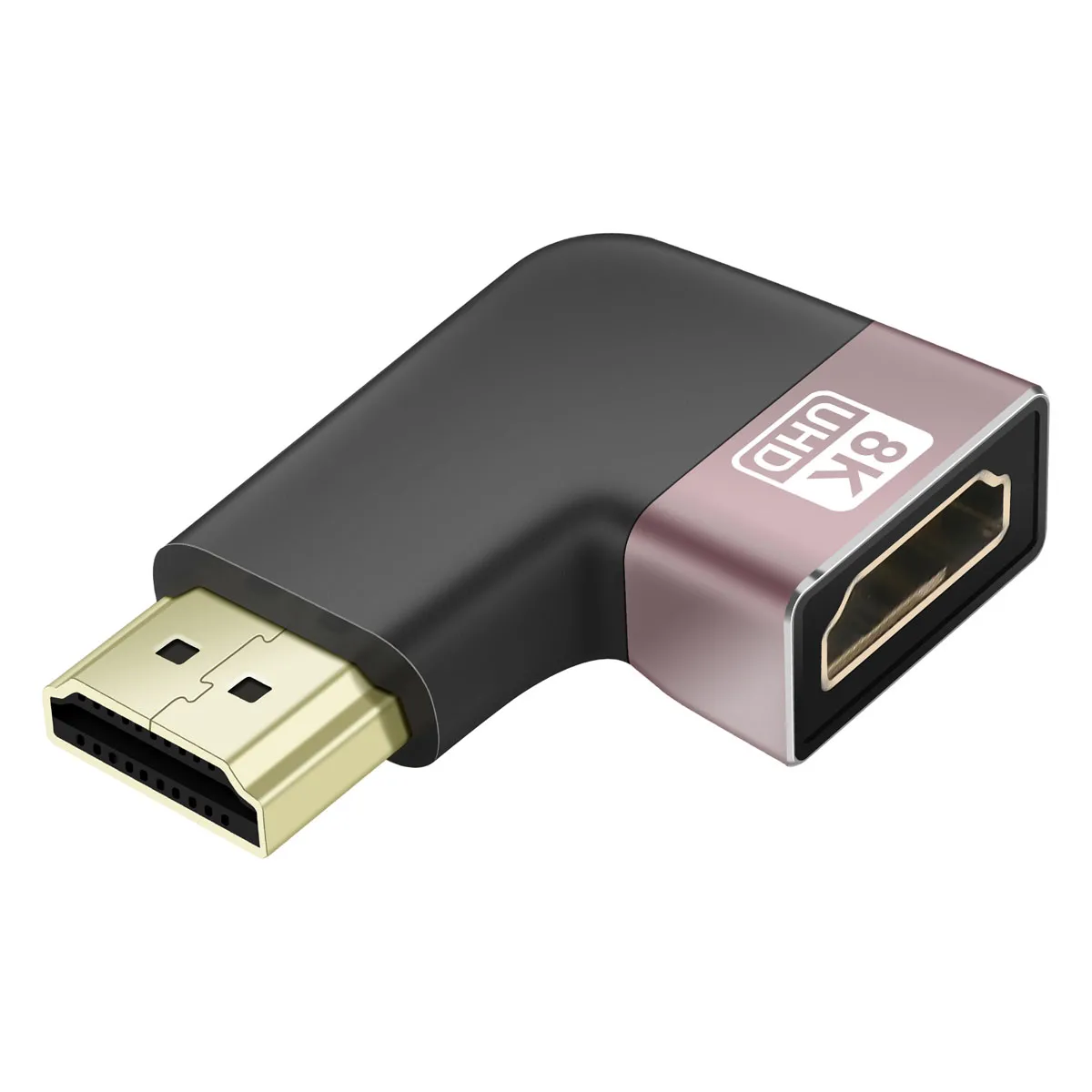 Adaptateur Vidéo 8k Uhd Hdmi Femelle Vers Hdmi Mâle Coudé À Droite Noir Linq