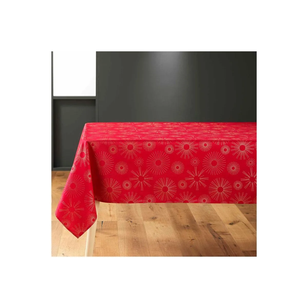 Nappe Imprimé Métallisé "pampille" 150x300cm Rouge & Or