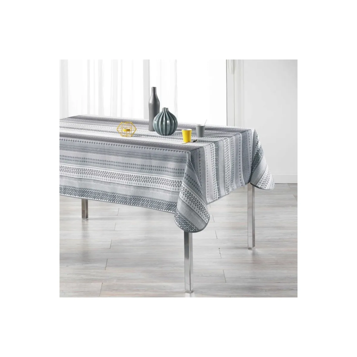 Nappe Rectangulaire Imprimée "chacana" 150x240cm Gris
