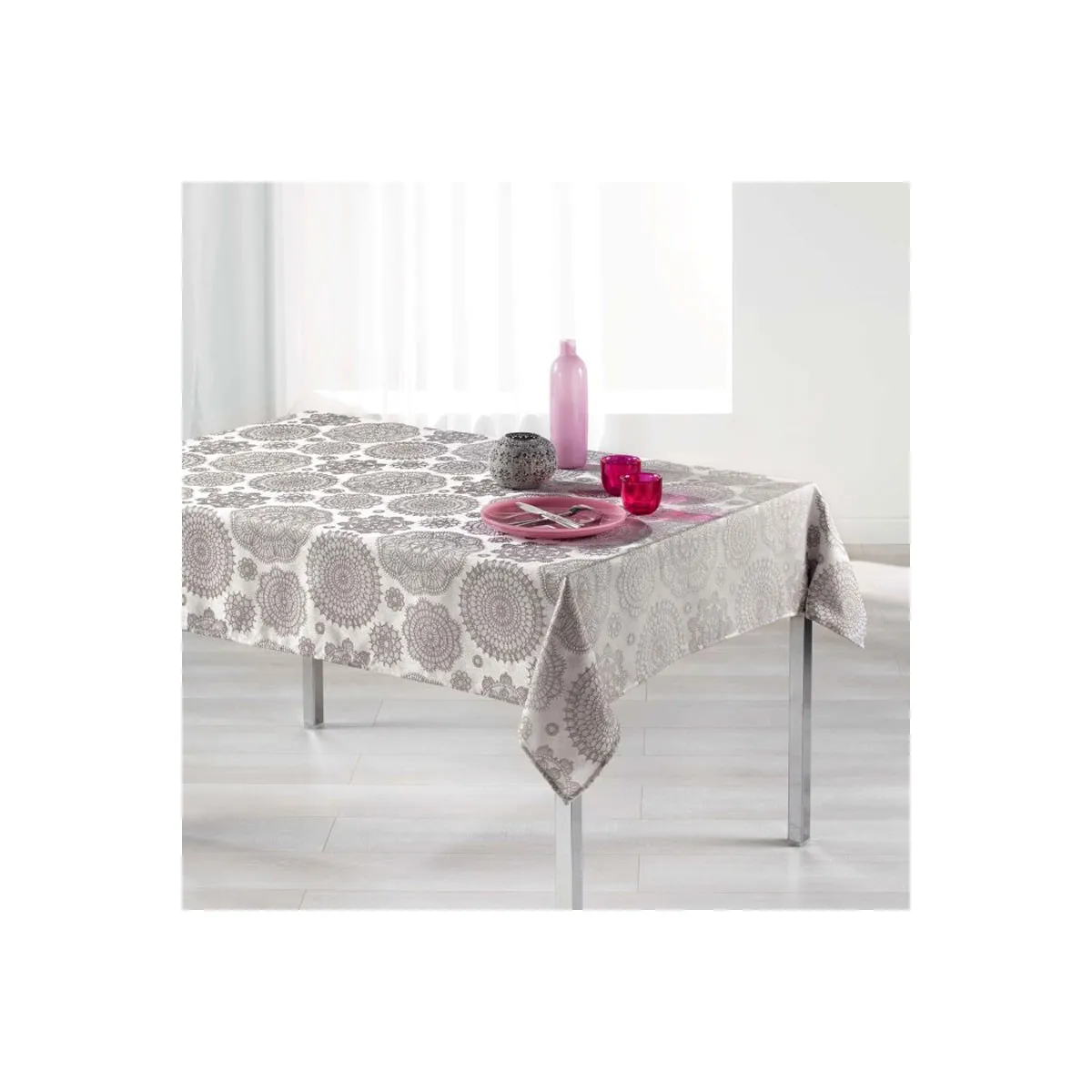 Nappe Rectangulaire "rose Des Vents" 140x300cm Taupe