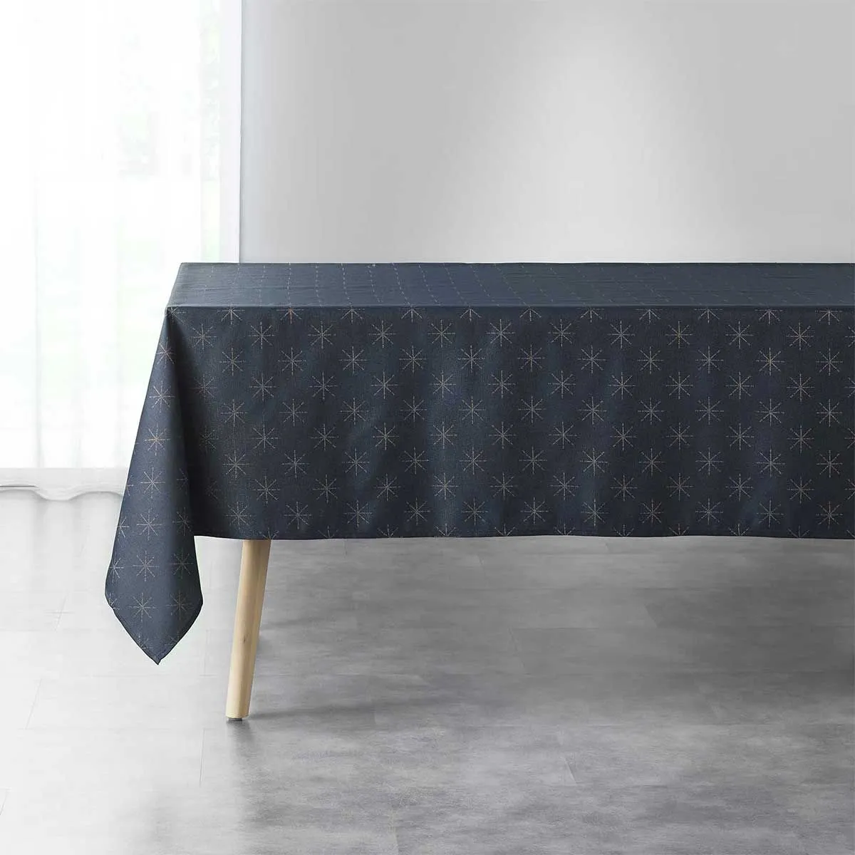 Nappe Imprimée Jacquard "étoiles" 140x240cm Bleu