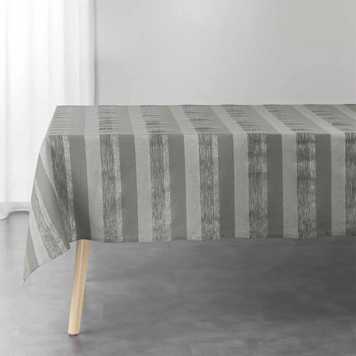 Nappe En Coton Tissée "eldora" 140x240cm Gris