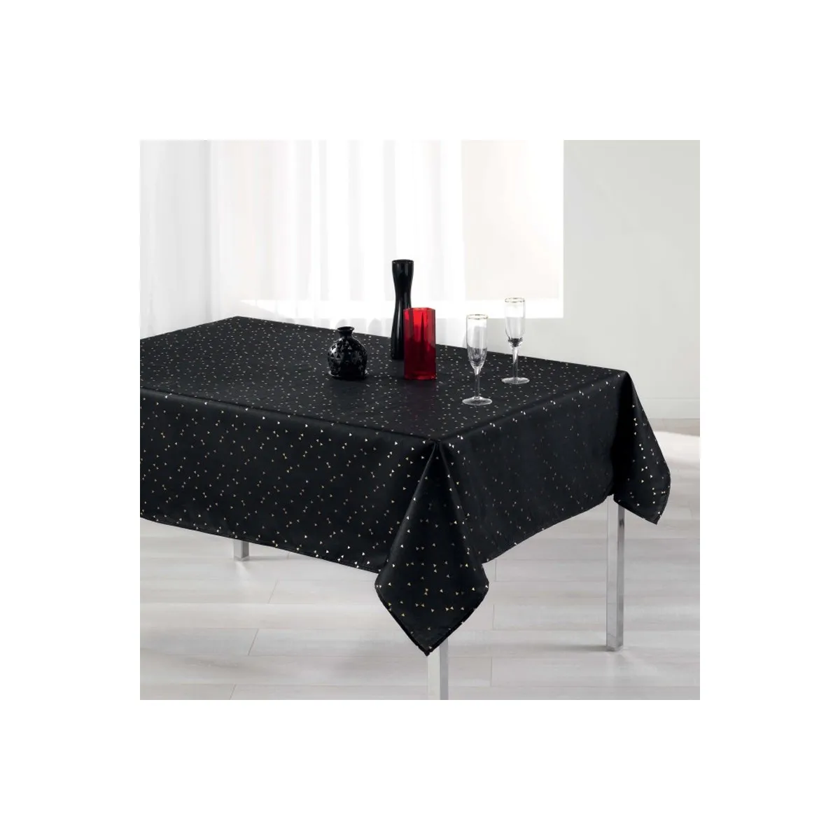 Nappe Rectangulaire Imprimée "shantung" 150x240cm Noir