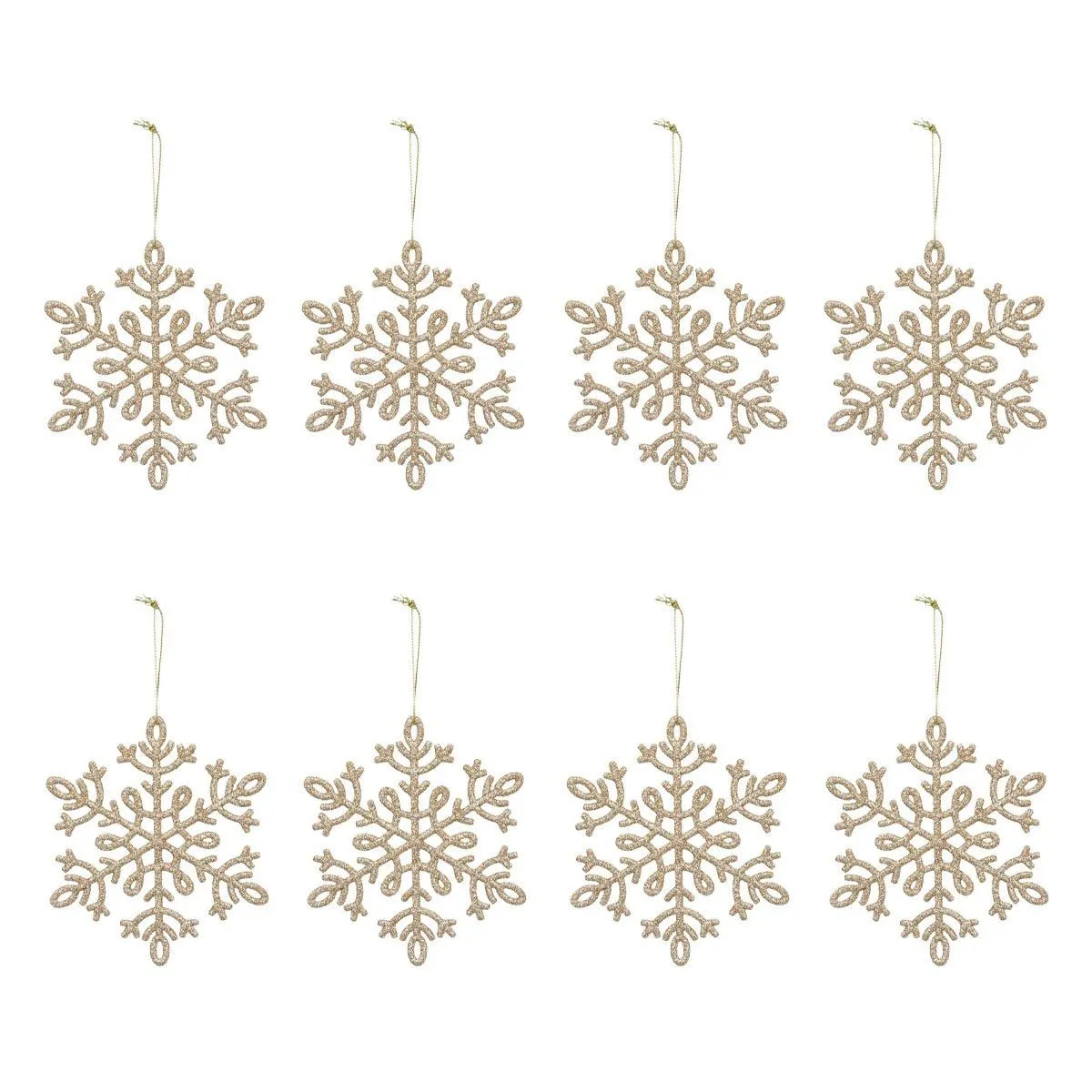 Lot De 8 Sujets Flocon 10cm Plastique Or - Feeric Lights & Christmas