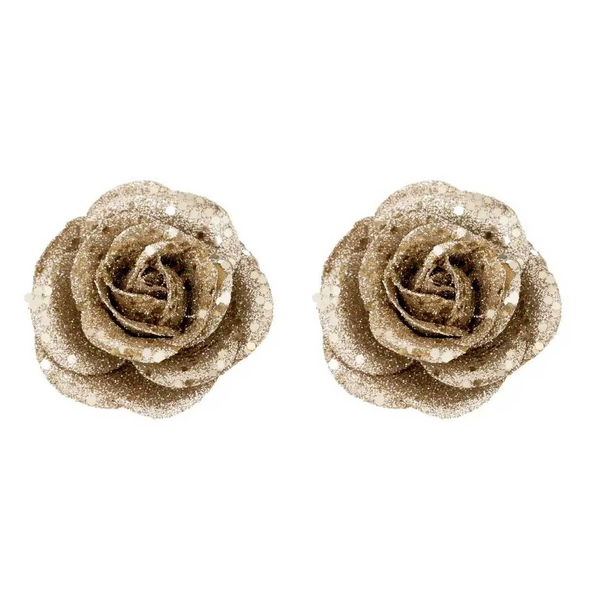 Lot De 2 Décorations De Sapin Roses Dorées D. 4 Cm - Feeric Lights & Christmas