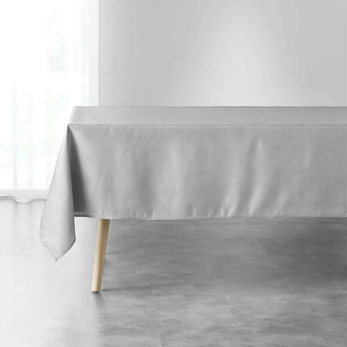 Nappe Imprimée Jacquard "étoiles" 140x240cm Gris