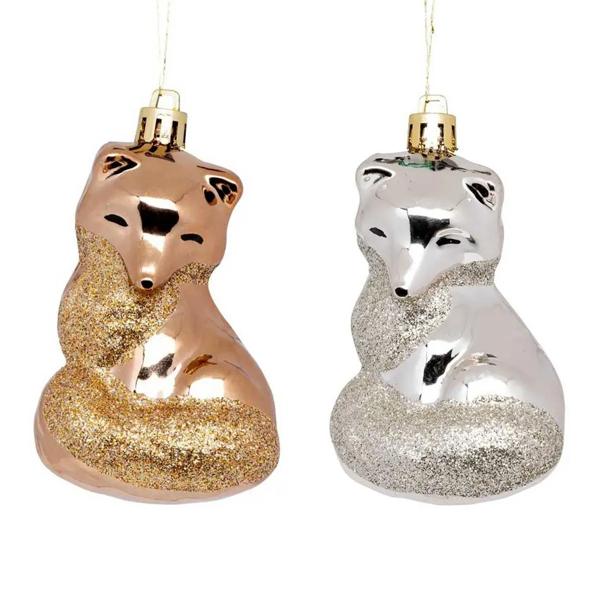 Lot De 2 Renards De Noël En Plastique 10,5 Cm - Feeric Lights & Christmas