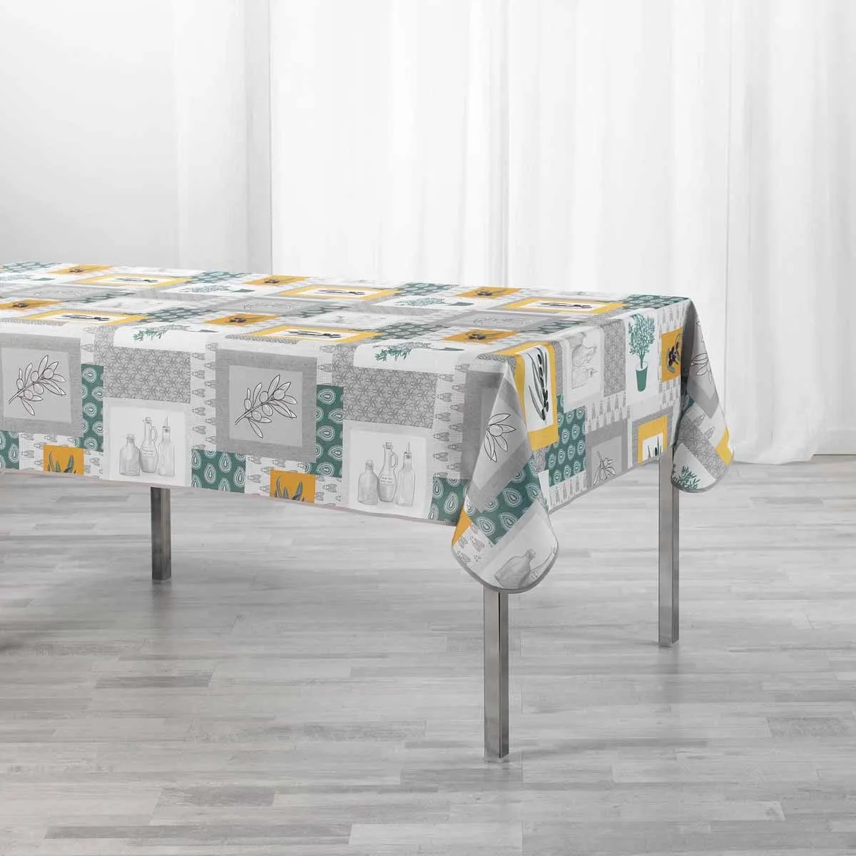 Nappe Antitache "graziella" 150x240cm Jaune & Vert