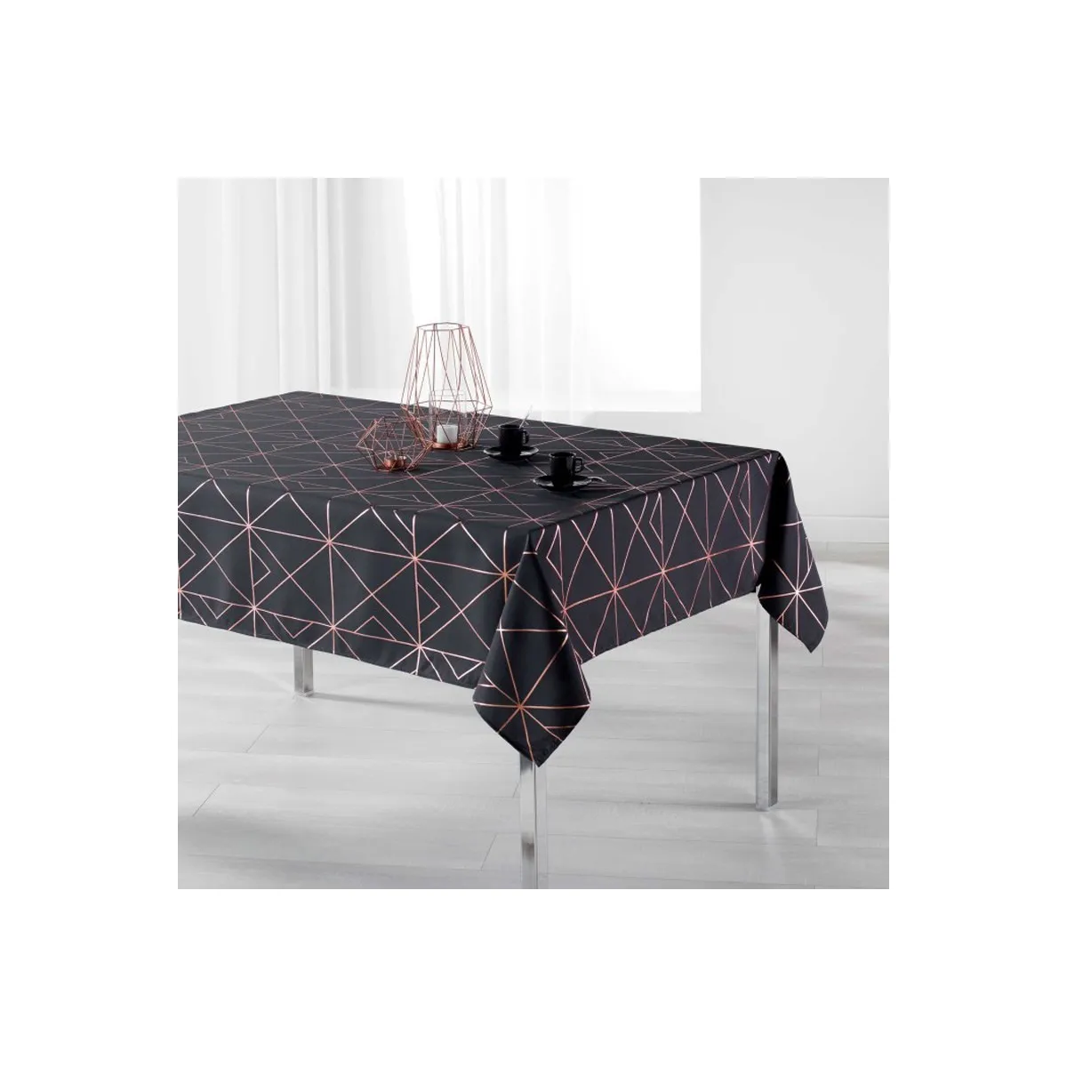 Nappe Rectangulaire Imprimée "quadris" 150x240cm Anthracite